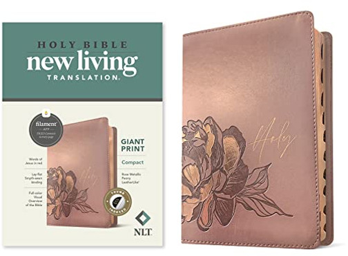 Nlt Compact Giant Print Bible, Filament Enabled Edition (Red Letter, Leatherlike, Rose Metallic Peony, Indexed)