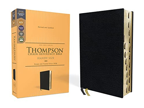 KJV, Thompson Chain-Reference Bible, Handy Size, European Bonded Leather, Black, Red Letter, Thumb Indexed, Comfort Print