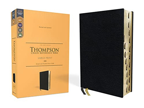KJV, Thompson Chain-Reference Bible, Large Print, European Bonded Leather, Black, Red Letter, Thumb Indexed, Comfort Print