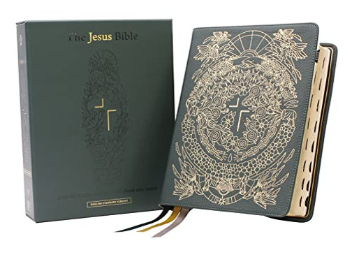 The Jesus Bible Artist Edition, ESV, Genuine Leather, Calfskin, Green, Limited Edition, Thumb Indexed