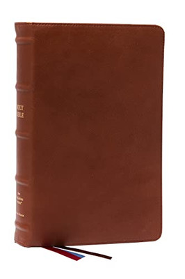 NKJV, End-of-Verse Reference Bible, Personal Size Large Print, Premium Goatskin Leather, Brown, Premier Collection, Red Letter, Thumb Indexed, Comfort Print: Holy Bible, New King James Version