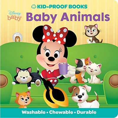 Baby Disney Minnie Mouse, Mickey, and Friends - Baby Animals - Kid-Proof Books - Washable, Chewable, and Durable - PI Kids