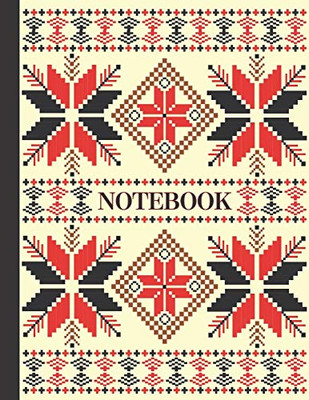 NOTEBOOK: Ruled pages - 8.5 x 11 inches - 100 pages - My Fallahi Cross Stitch Embroidery Pattern (BLACK & CREAM)