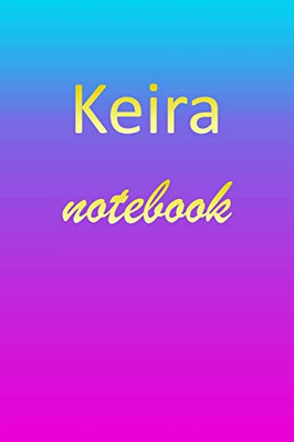 Keira: Blank Notebook | Wide Ruled Lined Paper Notepad | Writing Pad Practice Journal | Custom Personalized First Name Initial K Blue Purple Gold | ... Homeschool & University Organizer Daybook