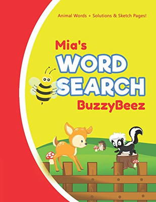 Mia's Word Search: Solve Safari Farm Sea Life Animal Wordsearch Puzzle Book + Draw & Sketch Sketchbook Activity Paper | Help Kids Spell Improve ... Fun | Personalized Name Initial Letter M