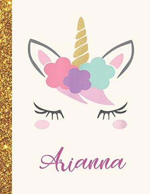 Arianna: Arianna Unicorn Personalized Black Paper SketchBook for Girls and Kids to Drawing and Sketching Doodle Taking Note Marble Size 8.5 x 11