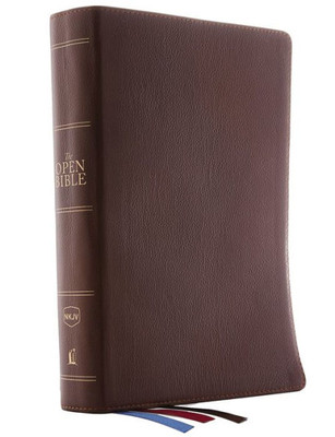 The Nkjv, Open Bible, Genuine Leather, Brown, Red Letter, Comfort Print: Complete Reference System