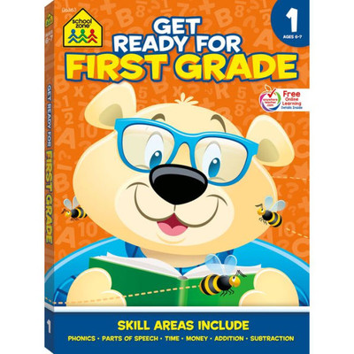 School Zone - Get Ready For First Grade Workbook - 256 Pages, Ages 6 To 7, 1St Grade, Phonics, Telling Time, Counting Money, Math, Storytelling, Rhyming, And More