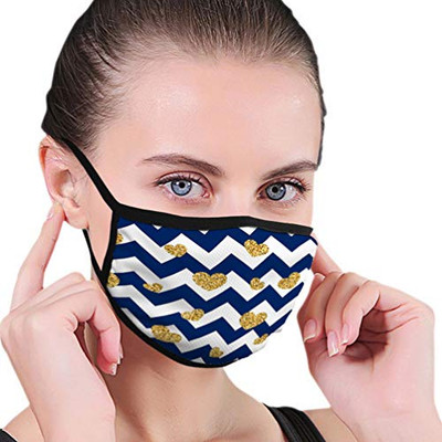 Dust Shield,Mouth Shield Washable and Reusable blue white geometric zig zag golden tti hearts symbol love valentine day holiday zigzag Good sport Covers
