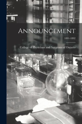 Announcement; 1891-1892