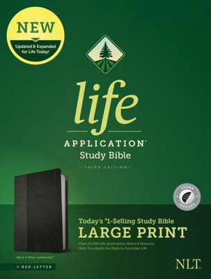 Tyndale Nlt Life Application Study Bible, Third Edition, Large Print (Leatherlike, Black/Onyx, Indexed, Red Letter)  New Living Translation Bible, Large Print Study Bible For Enhanced Readability