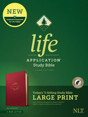 Tyndale Nlt Life Application Study Bible, Third Edition, Large Print (Leatherlike, Berry, Indexed, Red Letter)  New Living Translation Bible, Large Print Study Bible For Enhanced Readability