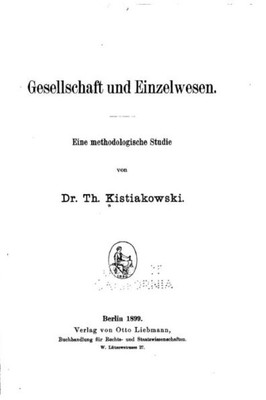 Gesellschaft Und Einzelwesen (German Edition)
