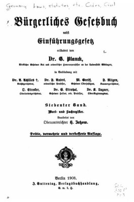 Burgerliches Gesetzbuch Nebst Einfuhrungsgesetz (German Edition)