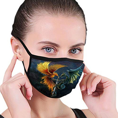 Anti Dust Mouth Muffle Cover Flame Dragon Phoenix Western Myth Reusable Cover