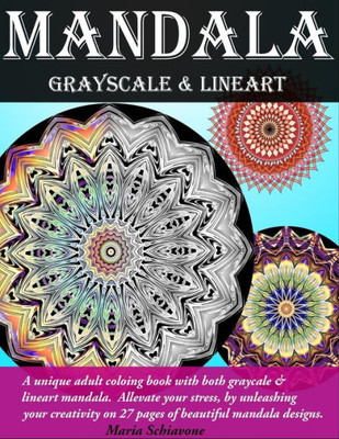Mandala Grayscale & Lineart: Adult Coloring Book
