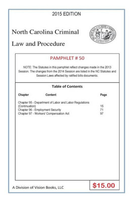 North Carolina Criminal Law And Procedure-Pamphlet 50