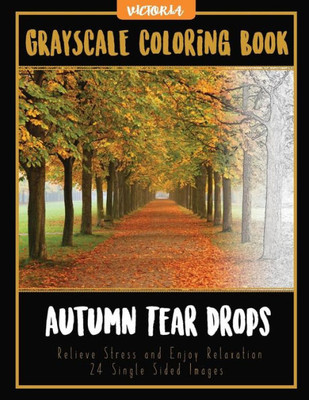 Autumn Tear Drops Landscapes: Grayscale Coloring Book Relieve Stress And Enjoy Relaxation 24 Single Sided Images (Grayscale Coloring Books For Stress Relief & Mindfulness)