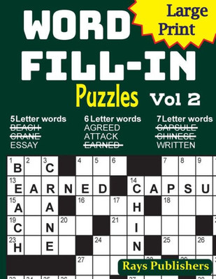 Large Print Word Fill-In Puzzles 2 (Brain Stimulating Crossword Fill-Ins)