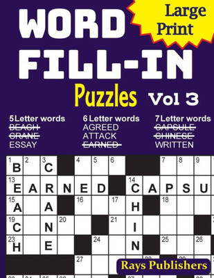 Large Print Word Fill-In Puzzles 3 (Brain Stimulating Crossword Fill-Ins)