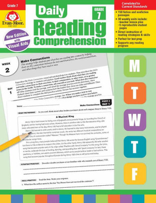 Evan-Moor Daily Reading Comprehension, Grade 7 - Homeschooling & Classroom Resource Workbook, Reproducible Worksheets, Teaching Edition, Fiction And Nonfiction, Lesson Plans, Test Prep