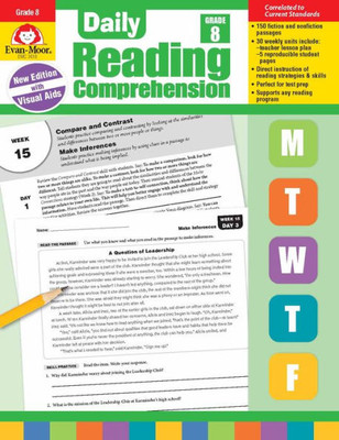 Evan-Moor Daily Reading Comprehension, Grade 8 - Homeschooling & Classroom Resource Workbook, Reproducible Worksheets, Teaching Edition, Fiction And Nonfiction, Lesson Plans, Test Prep