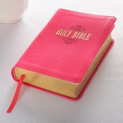 Kjv Holy Bible, Compact Large Print Faux Leather Red Letter Edition - Ribbon Marker, King James Version, Pink