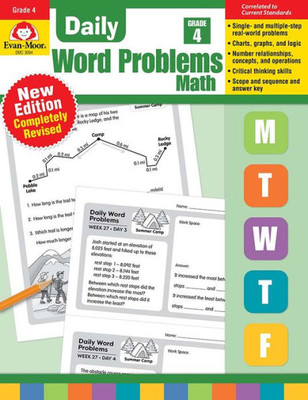 Evan-Moor Daily Word Problems, Grade 4, Homeschooling & Classroom Resource Workbook, Problem-Solving Real Life Math Skills, Reproducible Worksheet ... Graphs, Charts (Daily Word Problems Math)