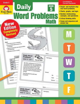 Evan-Moor Daily Word Problems, Grade 5, Homeschooling & Classroom Resource Workbook, Problem-Solving Real Life Math Skills, Reproducible Worksheet ... Fractions (Daily Word Problems Math)