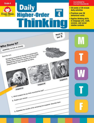 Evan-Moor Daily Higher-Order Thinking Grade 4 Teacher S Edition Supplemental Teaching Resource Book, Brainteasers