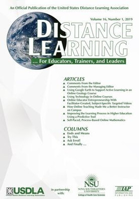 Distance Learning: Volume 16 #1 (Distance Learning Journal)