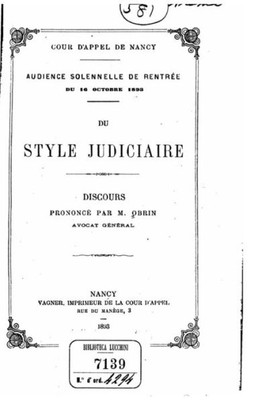 Du Style Judiciaire (French Edition)