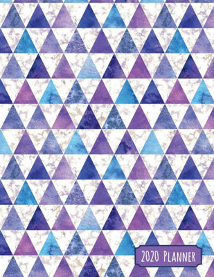 2020 Planner: Watercolor Blue and Purple Triangle Print Dated Daily, Weekly, Monthly Planner with Positive Affirmation Mandala Coloring Pages, ... and Mood Trackers, Affirmations and Holidays