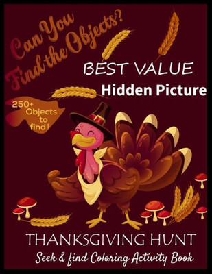 BEST VALUE Hidden Picture THANKSGIVING HUNT Seek & Find Coloring Activity Book: thanksgiving books for kids