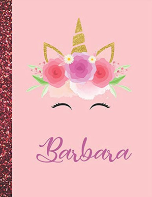 Barbara: Barbara Marble Size Unicorn SketchBook Personalized White Paper for Girls and Kids to Drawing and Sketching Doodle Taking Note Size 8.5 x 11