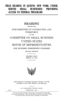 Field hearing in Queens, New York : underserved small businesses : providing access to Federal programs, hearing before the Subcommittee on ... House of Representatives, One Hundred T
