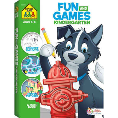 School Zone - Fun and Games Kindergarten Activity Workbook - 320 Pages, Ages 5 to 6, Mazes, Dot-to-Dots, Learn to Draw, Cut-and-Fold, What's Different, and More (School Zone Big Workbook Series)