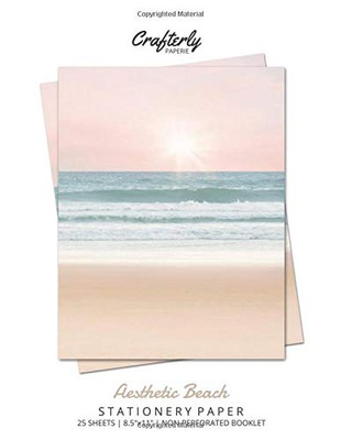 Aesthetic Beach Stationery Paper: Cute Letter Writing Paper for Home, Office, Letterhead Design, 25 Sheets