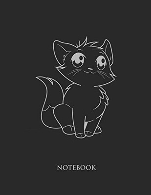 Cute Cat Notebook: College Wide Ruled Notebook - Large (8.5 x 11 inches)  - 110 Numbered Pages - Silver Softcover