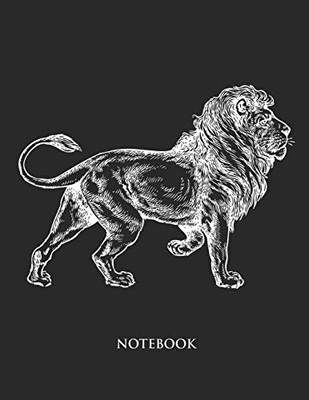 Lion Notebook: College Wide Ruled Notebook - Large (8.5 x 11 inches)  - 110 Numbered Pages - Black Softcover