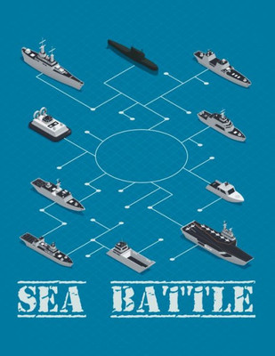 Sea Battle : Classic Battleship Paper Game Grid.