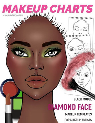 Makeup Charts - Face Templates For Makeup Artists : Black Model - Diamond Face Shape