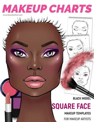 Makeup Charts - Face Charts For Makeup Artists : Black Model - Square Face Shape