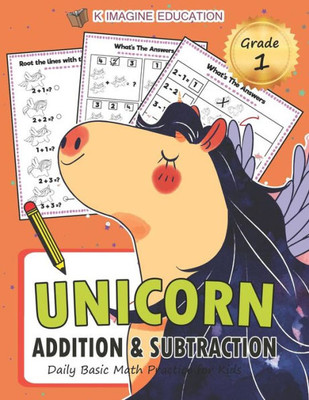 Unicorn Addition And Subtraction Grade 1 : Daily Basic Math Practice For Kids