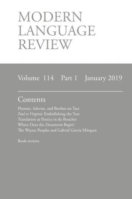 Modern Language Review (114: 1) January 2019