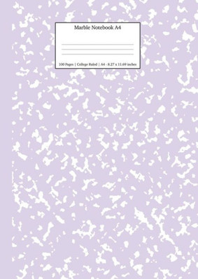 Marble Notebook A4 : Lilac Purple College Ruled Journal