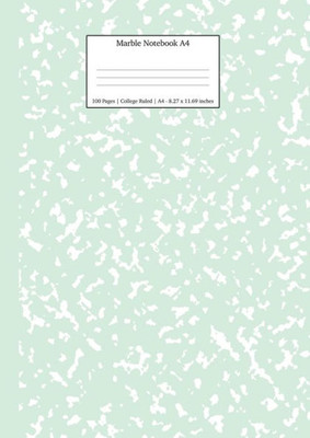 Marble Notebook A4 : Mint Green College Ruled Journal