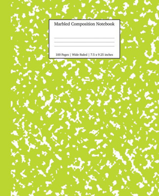 Marbled Composition Notebook : Green Marble Wide Ruled Paper Subject Book