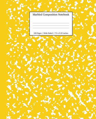 Marbled Composition Notebook : Yellow Marble Wide Ruled Paper Subject Book