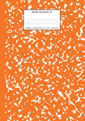 Marble Notebook A4 : Pumpkin Marble College Ruled Journal